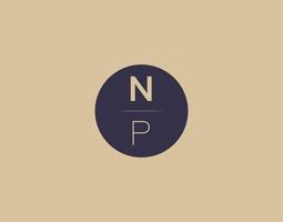 NP letter modern elegant logo design vector images