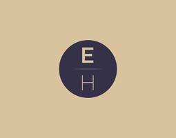 EH letter modern elegant logo design vector images