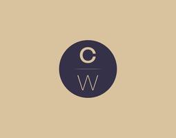 CW letter modern elegant logo design vector images