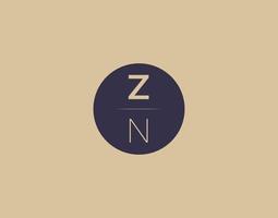 Imágenes de vector de diseño de logotipo elegante moderno de letra zn