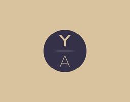 YA letter modern elegant logo design vector images