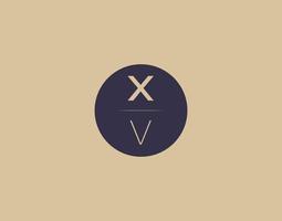 Imágenes de vector de diseño de logotipo elegante moderno de letra xv