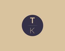 Imágenes de vector de diseño de logotipo elegante moderno de letra tk
