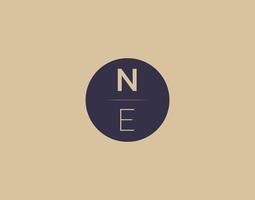 NE letter modern elegant logo design vector images