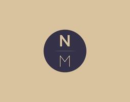 NM letter modern elegant logo design vector images