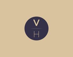 Imágenes de vector de diseño de logotipo elegante moderno de letra vh