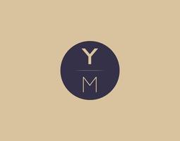 YM letter modern elegant logo design vector images