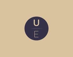 UE letter modern elegant logo design vector images