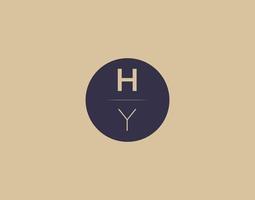 Imágenes de vector de diseño de logotipo elegante moderno de letra hy