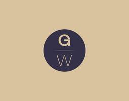 GW letter modern elegant logo design vector images