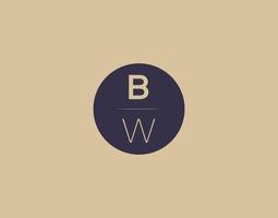 BW letter modern elegant logo design vector images