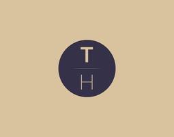 TH letter modern elegant logo design vector images