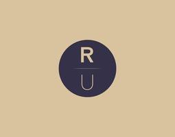 RU letter modern elegant logo design vector images