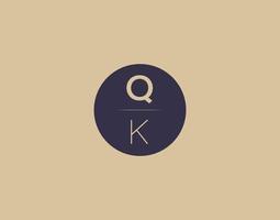 QK letter modern elegant logo design vector images