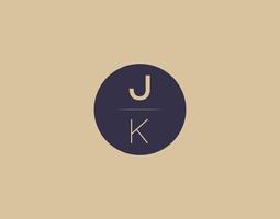 Imágenes de vector de diseño de logotipo elegante moderno de letra jk