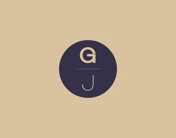 Imágenes de vector de diseño de logotipo elegante moderno de letra gj