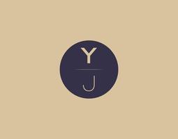 YJ letter modern elegant logo design vector images