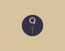 QT letter modern elegant logo design vector images