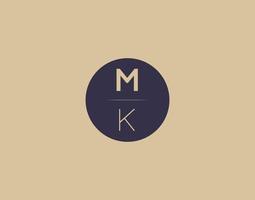 MK letter modern elegant logo design vector images