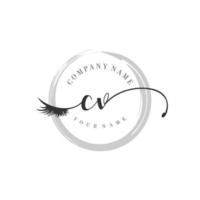 initial CV logo handwriting beauty salon fashion modern luxury monogram vector