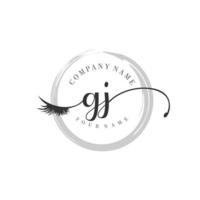 initial GJ logo handwriting beauty salon fashion modern luxury monogram vector