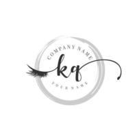 initial KQ logo handwriting beauty salon fashion modern luxury monogram vector