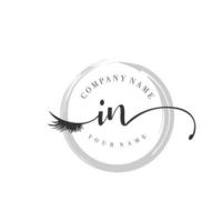 initial IN logo handwriting beauty salon fashion modern luxury monogram vector