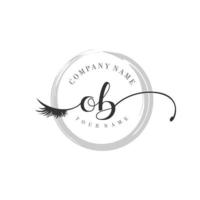initial OB logo handwriting beauty salon fashion modern luxury monogram vector