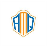 AMQ abstract monogram shield logo design on white background. AMQ creative initials letter logo. vector