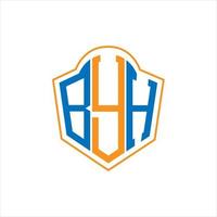 byh diseño de logotipo de escudo de monograma abstracto sobre fondo blanco. logotipo de la letra de las iniciales creativas byh. vector