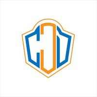 diseño de logotipo de escudo de monograma abstracto cjd sobre fondo blanco. logotipo de la letra de las iniciales creativas cjd. vector
