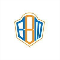 Diseño de logotipo de escudo de monograma abstracto de bbm sobre fondo blanco. logotipo de la letra de las iniciales creativas de bbm. vector