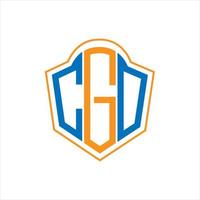 CGO abstract monogram shield logo design on white background. CGO creative initials letter logo. vector