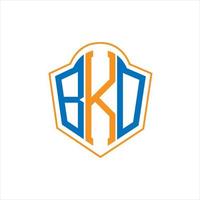 bkn diseño de logotipo de escudo de monograma abstracto sobre fondo blanco. logotipo de la letra de las iniciales creativas bkn. vector