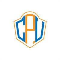 CPU abstract monogram shield logo design on white background. CPU creative initials letter logo. vector