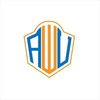 awu diseño de logotipo de escudo de monograma abstracto sobre fondo blanco. logotipo de la letra de las iniciales creativas de awu. vector