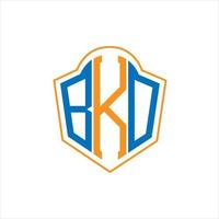 BKO abstract monogram shield logo design on white background. BKO creative initials letter logo. vector