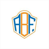 diseño de logotipo de escudo de monograma abstracto abf sobre fondo blanco. logotipo de la letra de las iniciales creativas abf. vector