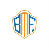 Diseño de logotipo de escudo de monograma abstracto bmf sobre fondo blanco. logotipo de la letra de las iniciales creativas bmf. vector