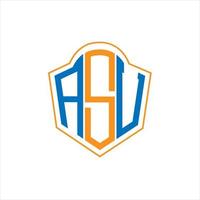 ASU abstract monogram shield logo design on white background. ASU creative initials letter logo. vector