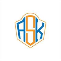 ASK abstract monogram shield logo design on white background. ASK creative initials letter logo. vector