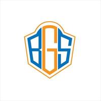 bgs diseño de logotipo de escudo de monograma abstracto sobre fondo blanco. logotipo de la letra de las iniciales creativas bgs. vector