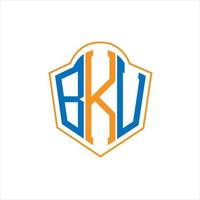 bku diseño de logotipo de escudo de monograma abstracto sobre fondo blanco. logotipo de la letra de las iniciales creativas de bku. vector