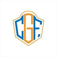Diseño de logotipo de escudo de monograma abstracto cgf sobre fondo blanco. logotipo de la letra de las iniciales creativas cgf. vector
