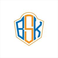 BSK abstract monogram shield logo design on white background. BSK creative initials letter logo. vector