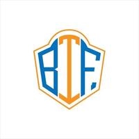 diseño de logotipo de escudo de monograma abstracto btf sobre fondo blanco. logotipo de la letra de las iniciales creativas btf. vector