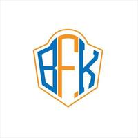 bfk diseño de logotipo de escudo de monograma abstracto sobre fondo blanco. logotipo de la letra de las iniciales creativas bfk. vector