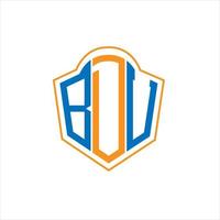 diseño de logotipo de escudo de monograma abstracto bdu sobre fondo blanco. logotipo de la letra de las iniciales creativas de bdu. vector