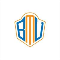 diseño de logotipo de escudo de monograma abstracto bmv sobre fondo blanco. logotipo de la letra de las iniciales creativas bmv. vector