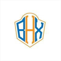 BHX abstract monogram shield logo design on white background. BHX creative initials letter logo. vector